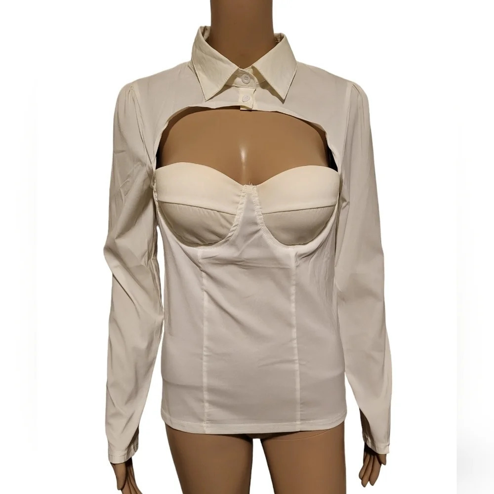 ChicMe Corset Cut Out Long Sleeve Shirt (Size XL) - Picture 3 of 10